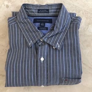 Tommy Hilfiger Blue and White Button Down